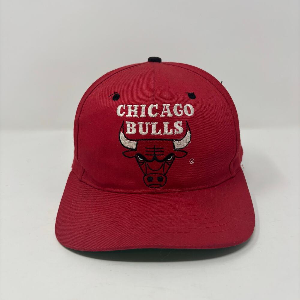 Vintage Chicago Bulls Hat Cap SnapBack Men’s Red 90’s Drew Pearson PL Plain Logo